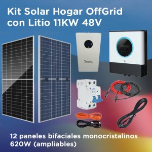 Kit Solar Hogar OffGrid con Litio 11KW 48V